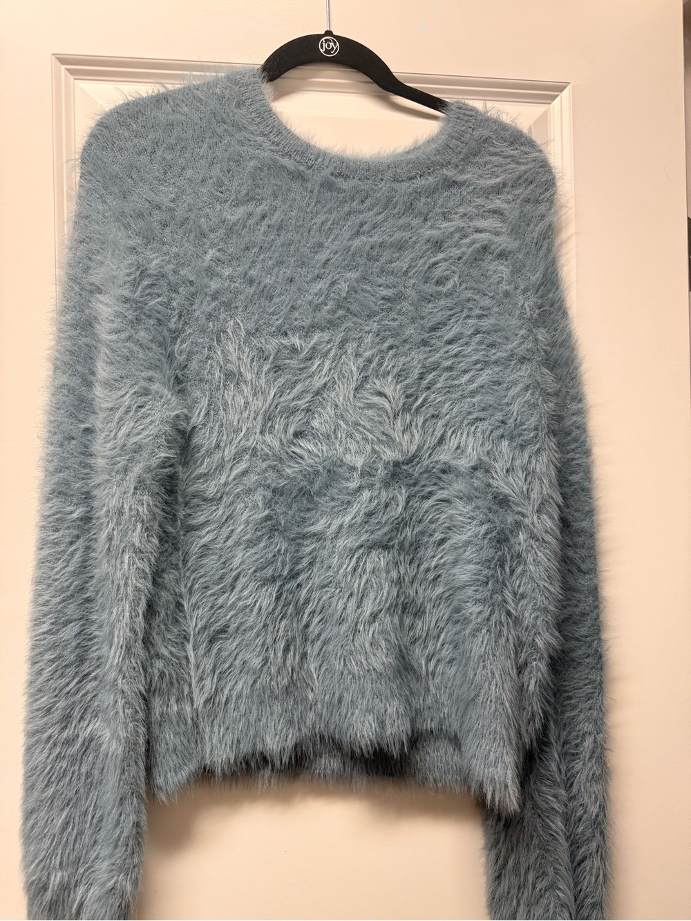 Cozy Light Blue Fuzzy Crewneck Sweater